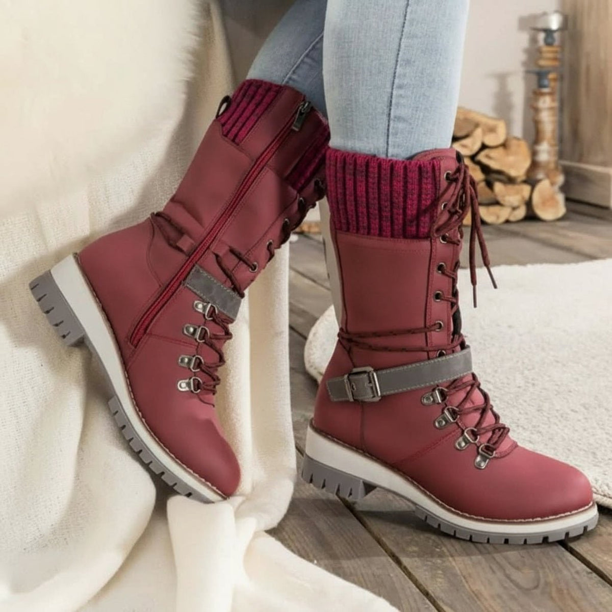 Women's Orthopedic Winter Boots with Waterproof Knee-High Design and Lace-Up - Image 7