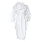 Women's Oversized Trench Coat Double-Breasted Pleated Waist - Image 1