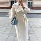 Women's Oversized Trench Coat Double-Breasted Pleated Waist - Image 8