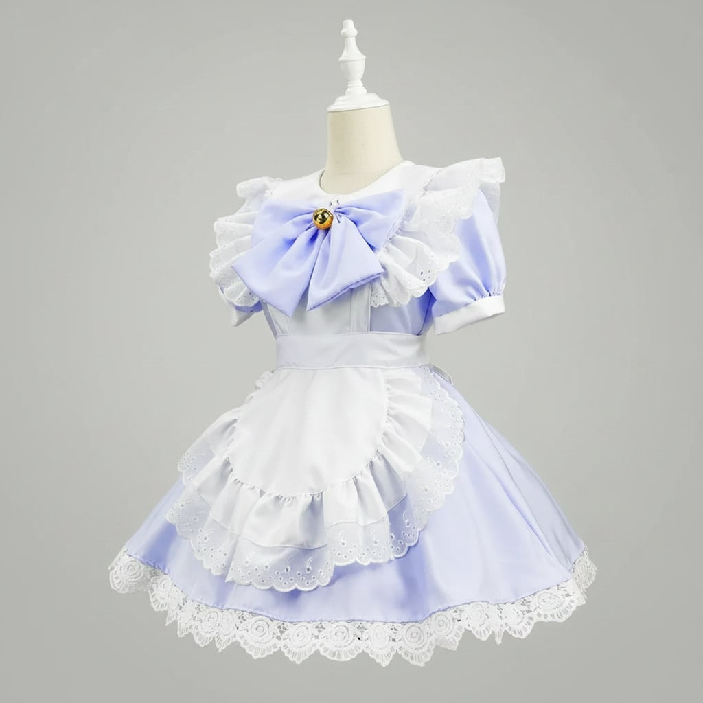 Women's Plus Size Party Costume Halloween French Maid Dress With Apron And Puff Sleeves Charming Character Design - Image 1