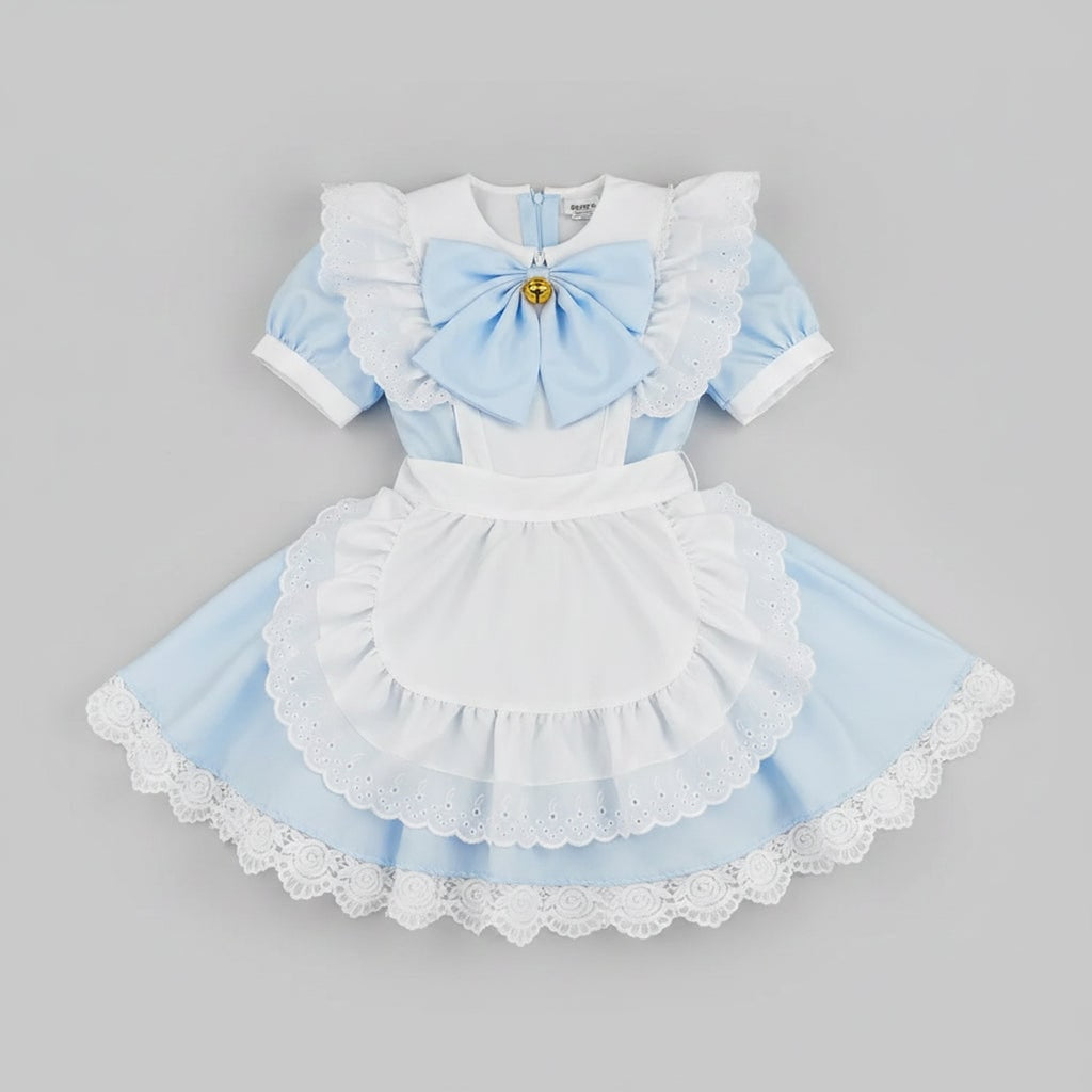 Women's Plus Size Party Costume Halloween French Maid Dress With Apron And Puff Sleeves Charming Character Design - Image 5