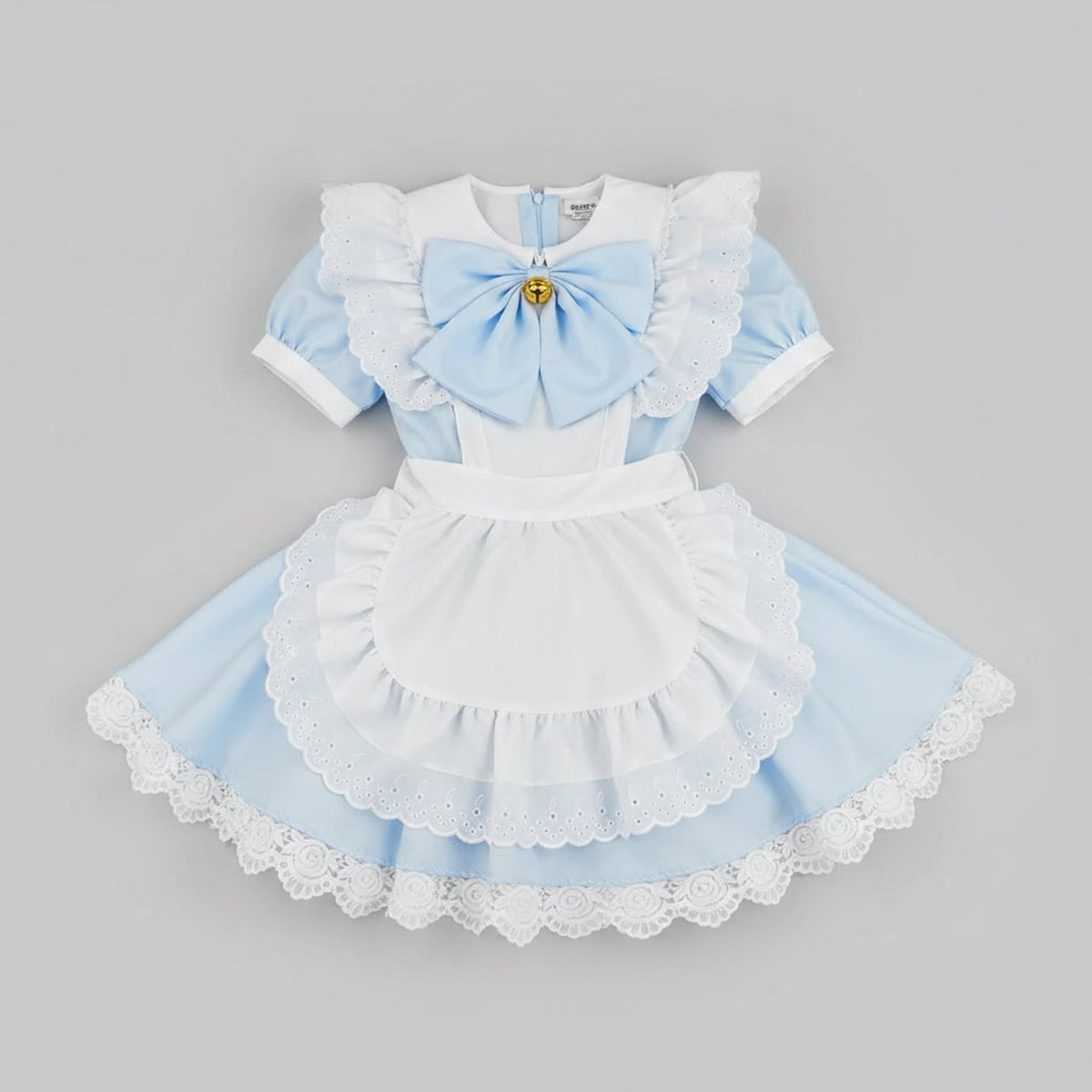 Women's Plus Size Party Costume Halloween French Maid Dress With Apron And Puff Sleeves Charming Character Design - Image 5