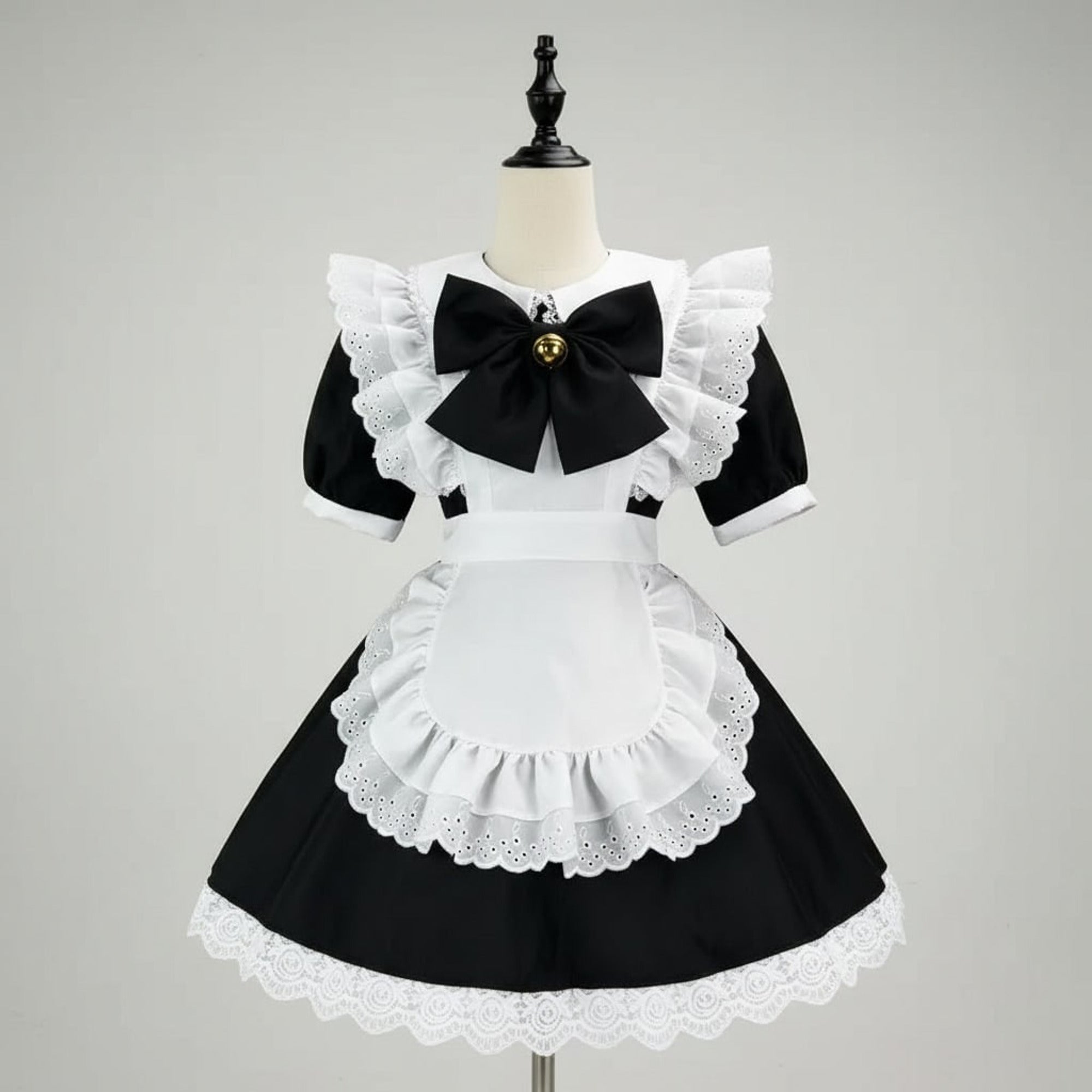 Women's Plus Size Party Costume Halloween French Maid Dress With Apron And Puff Sleeves Charming Character Design - Image 10