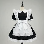 Women's Plus Size Party Costume Halloween French Maid Dress With Apron And Puff Sleeves Charming Character Design - Image 9