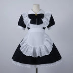 Women's Plus Size Party Costume Halloween French Maid Dress With Apron And Puff Sleeves Charming Character Design - Image 2