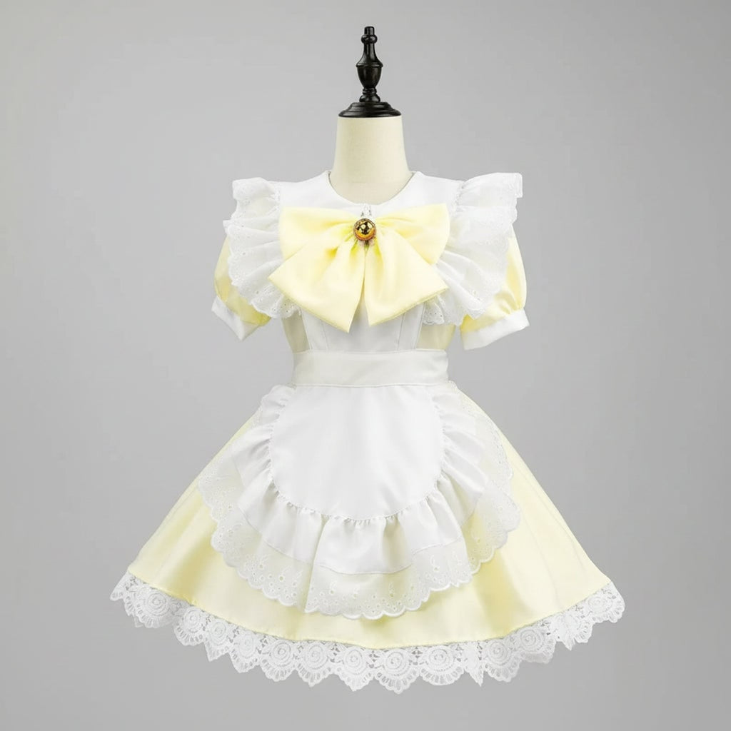 Women's Plus Size Party Costume Halloween French Maid Dress With Apron And Puff Sleeves Charming Character Design - Image 3