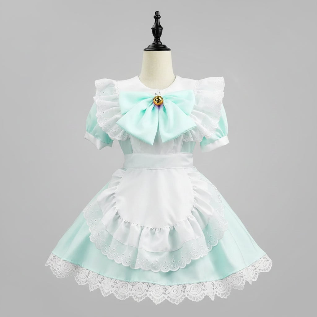 Women's Plus Size Party Costume Halloween French Maid Dress With Apron And Puff Sleeves Charming Character Design - Image 4