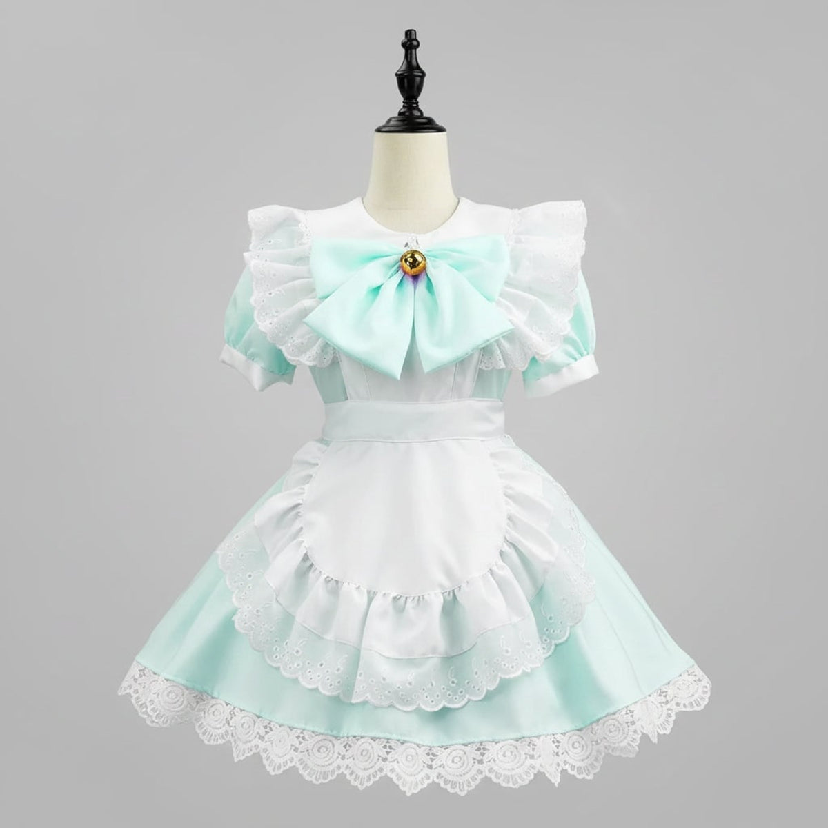 Women's Plus Size Party Costume Halloween French Maid Dress With Apron And Puff Sleeves Charming Character Design - Image 4