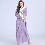 Women's Plush Hooded Robe Long Dressing Gown With Pockets - Image 1