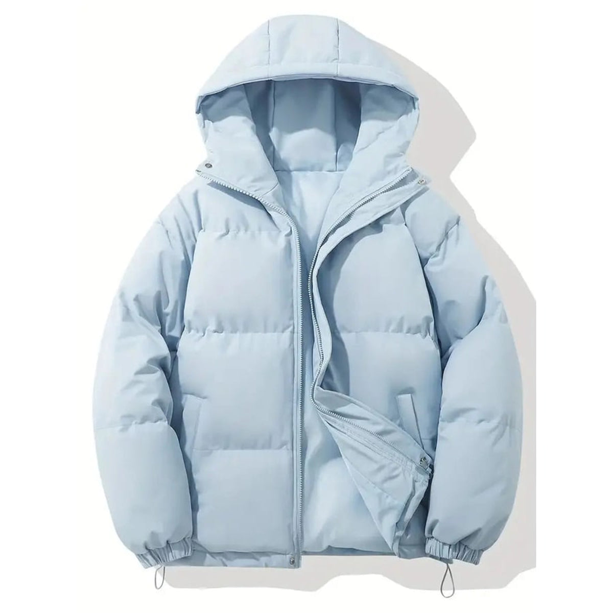 Women's Puffer Jacket with Quilted Hooded Design and Zip-Up - Image 1