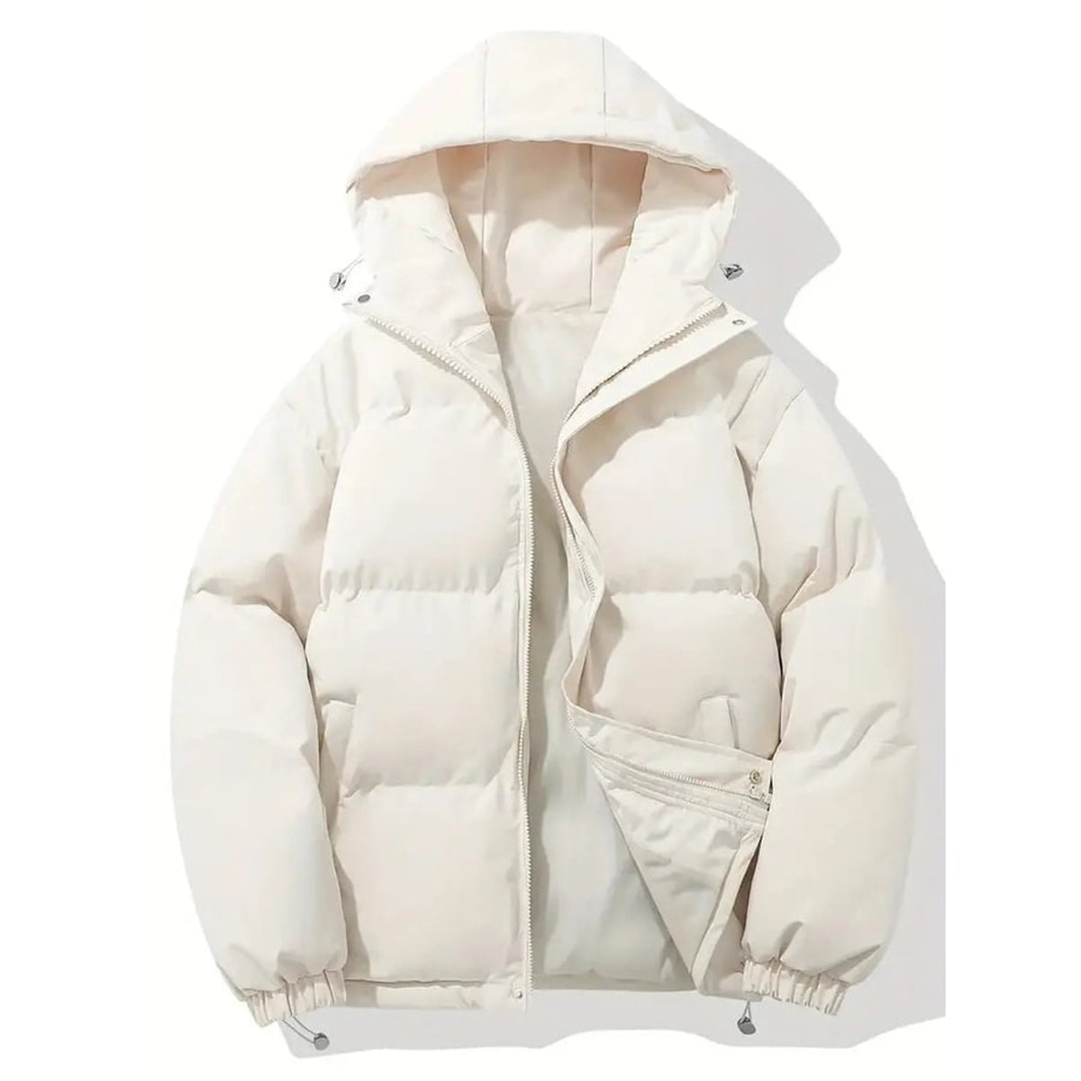 Women's Puffer Jacket with Quilted Hooded Design and Zip-Up - Image 4