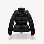 Women's Puffer Jacket with Sculpting Peplum Silhouette and Belted Waist - Image 1