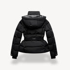 Women's Puffer Jacket with Sculpting Peplum Silhouette and Belted Waist - Image 4