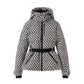 Women's Puffer Jacket with Sculpting Peplum Silhouette and Belted Waist - Image 2