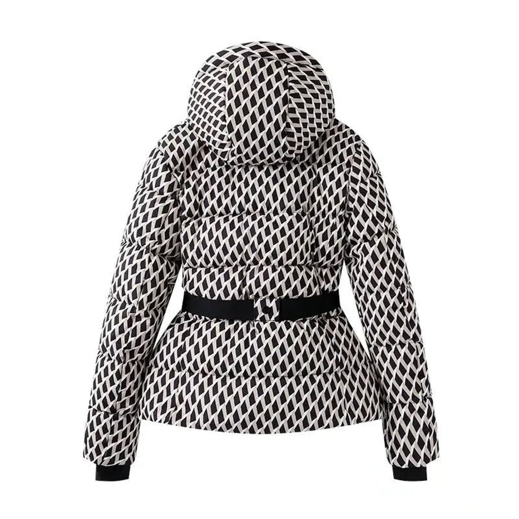 Women's Puffer Jacket with Sculpting Peplum Silhouette and Belted Waist - Image 8
