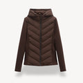 Women's Quilted Jacket with Relaxed Hooded Fit and Stitch Pattern - Image 1