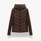Women's Quilted Jacket with Relaxed Hooded Fit and Stitch Pattern - Image 1