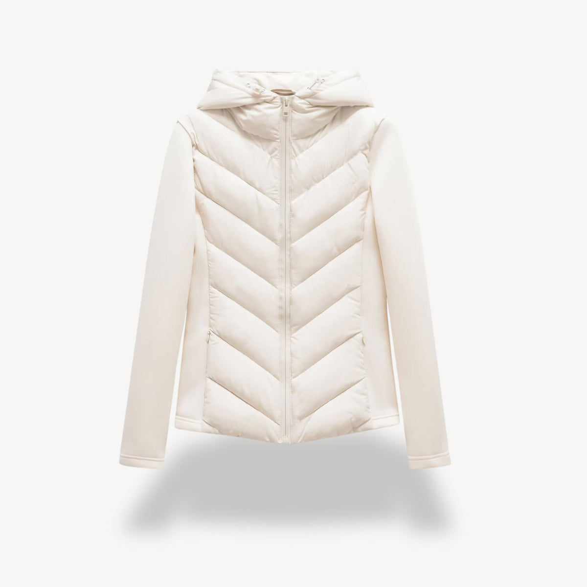 Women's Quilted Jacket with Relaxed Hooded Fit and Stitch Pattern - Image 4