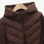Women's Quilted Jacket with Relaxed Hooded Fit and Stitch Pattern - Image 6