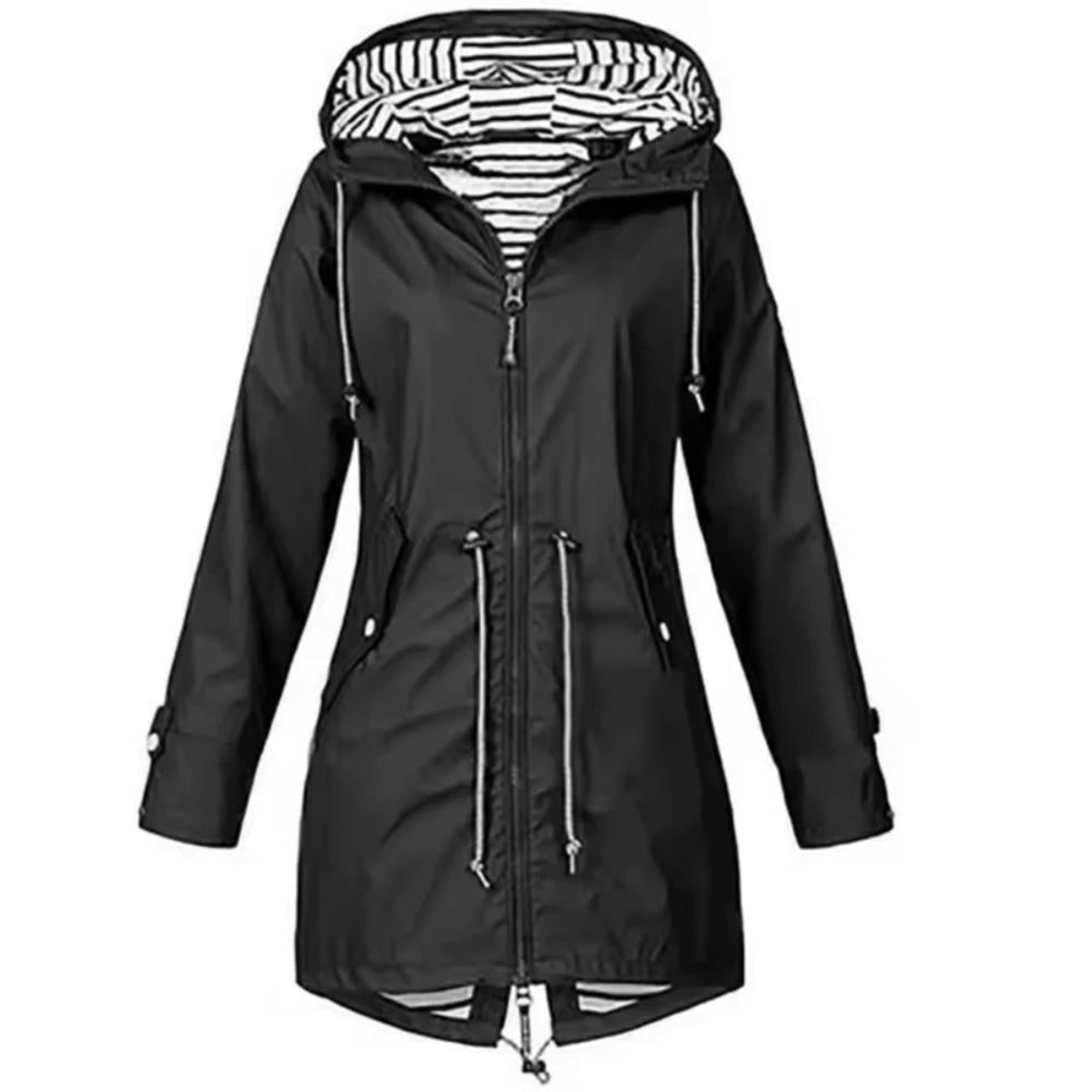 Women's Rain Jacket Adjustable Hooded Raincoat Zip-Front - Image 1