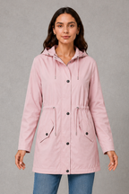 Women's Rain Jacket Adjustable Longline Parka Button-Front - Image 1