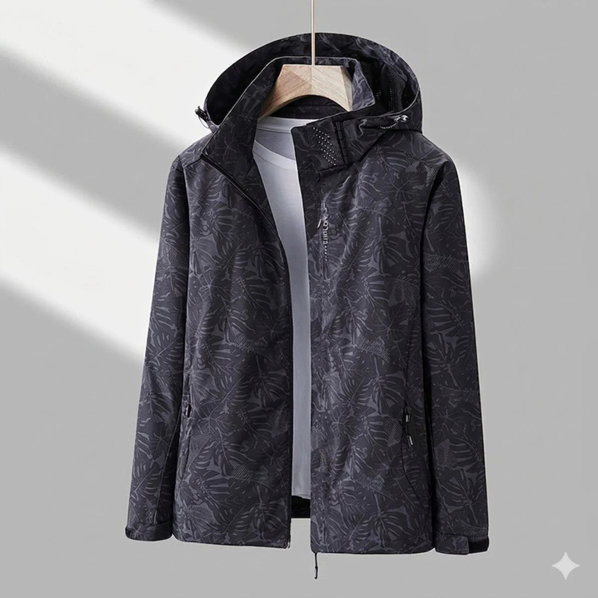 Women's Rain Jacket Relaxed Full-Zip Leaf Pattern - Image 1