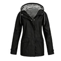 Women's Rain Jacket Relaxed Hooded Raincoat Button-Front - Image 1