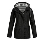 Women's Rain Jacket Relaxed Hooded Raincoat Button-Front - Image 1