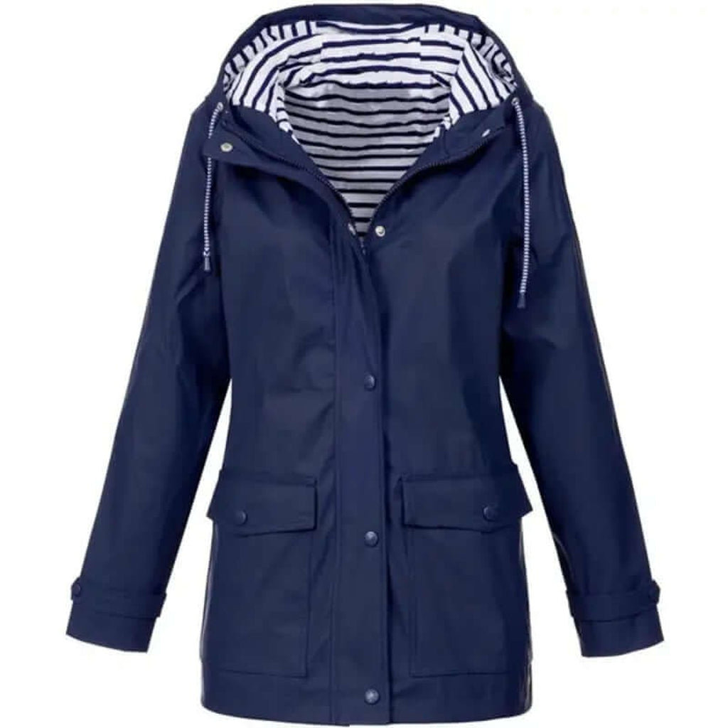 Women's Rain Jacket Relaxed Waterproof Coat Button-Front - Image 1