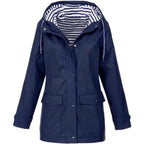 Women's Rain Jacket Relaxed Waterproof Coat Button-Front - Image 1