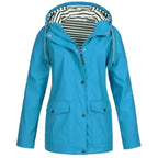 Women's Rain Jacket Relaxed Waterproof Coat Button-Front - Image 10