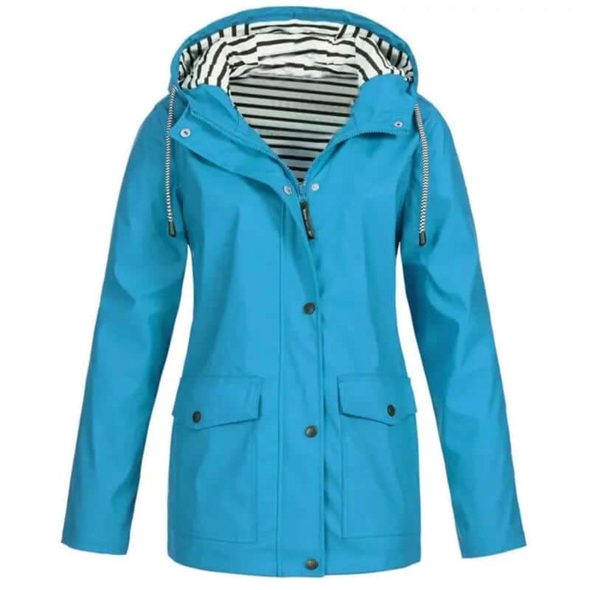 Women's Rain Jacket Relaxed Waterproof Coat Button-Front - Image 10