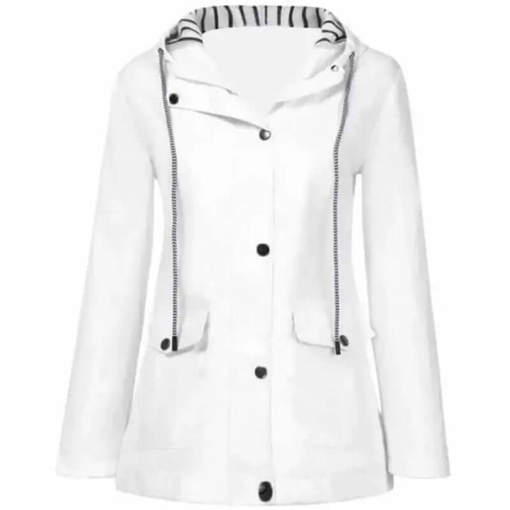 Women's Rain Jacket Relaxed Waterproof Coat Button-Front - Image 3