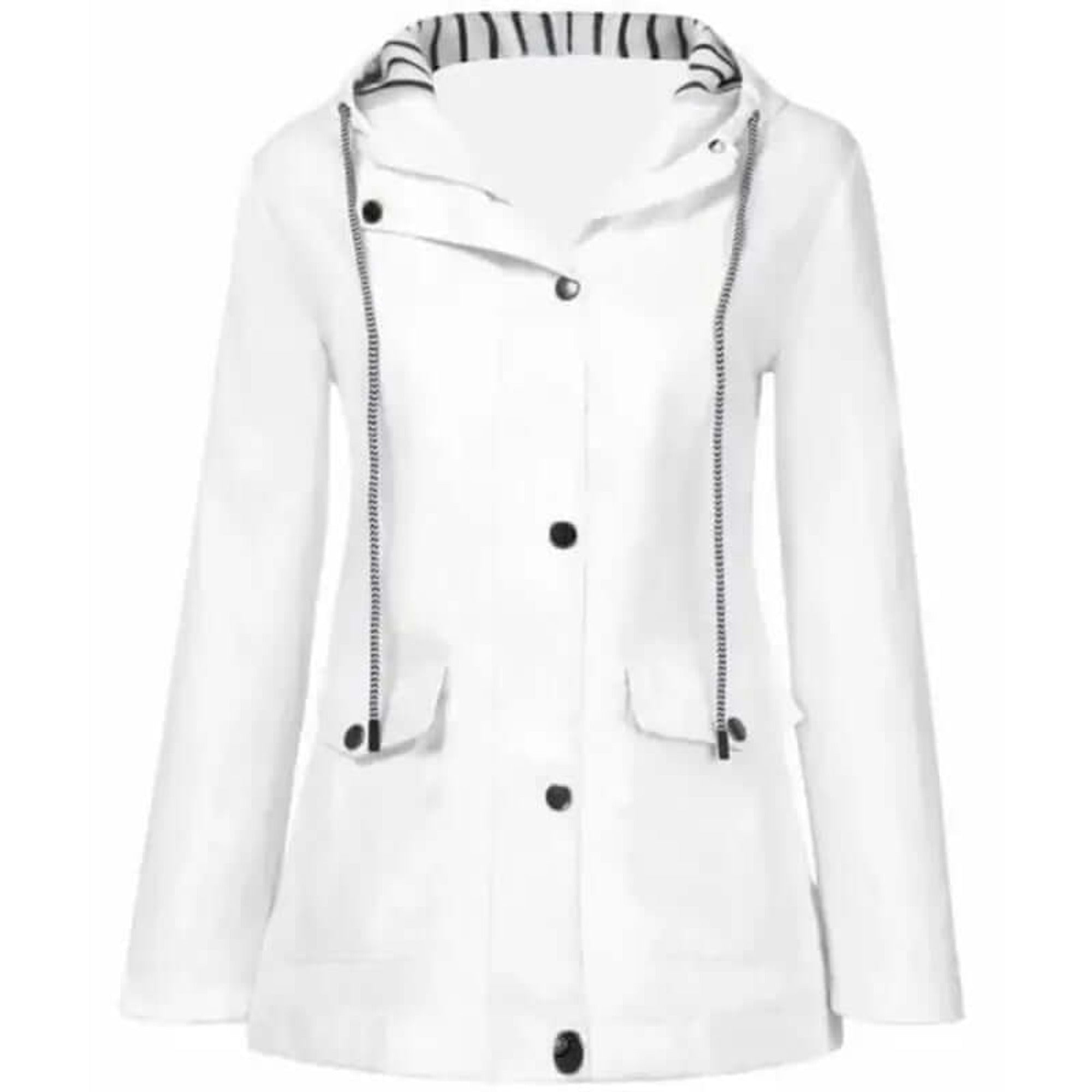 Women's Rain Jacket Relaxed Waterproof Coat Button-Front - Image 3