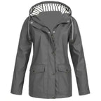 Women's Rain Jacket Relaxed Waterproof Coat Button-Front - Image 5