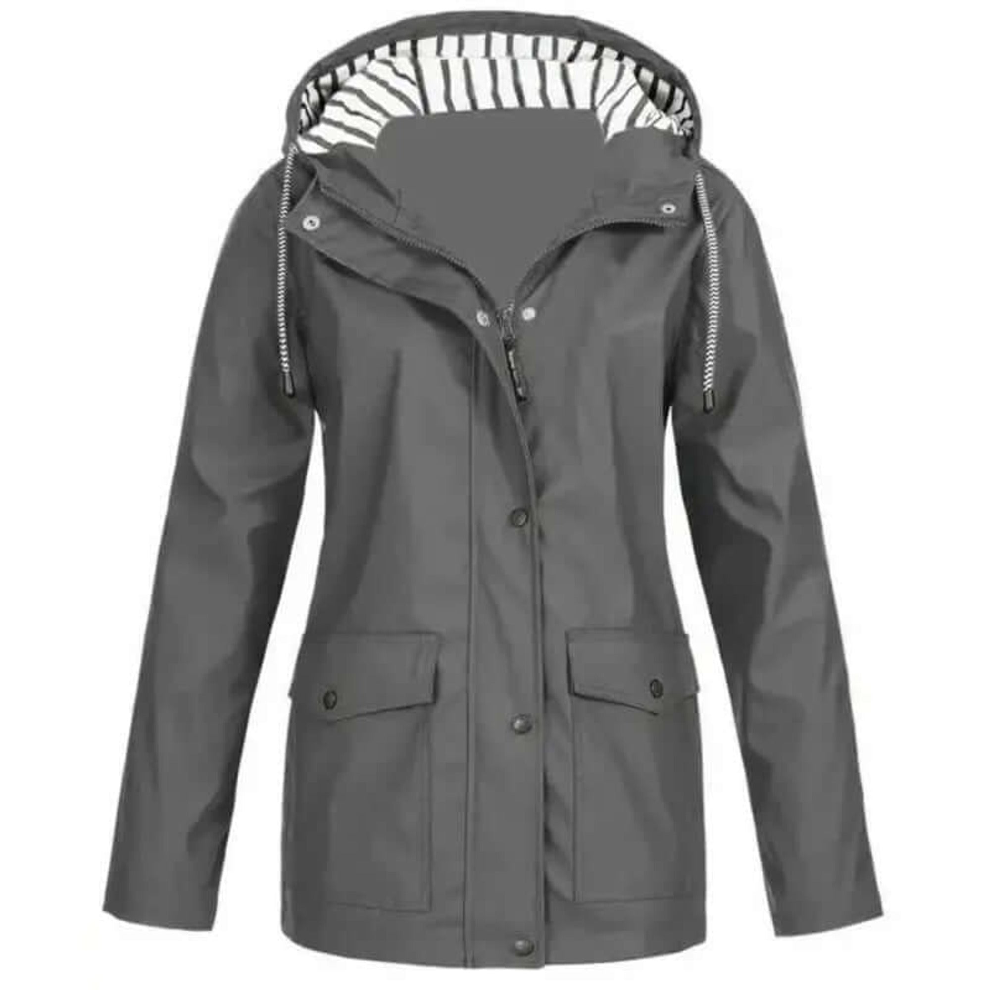 Women's Rain Jacket Relaxed Waterproof Coat Button-Front - Image 5