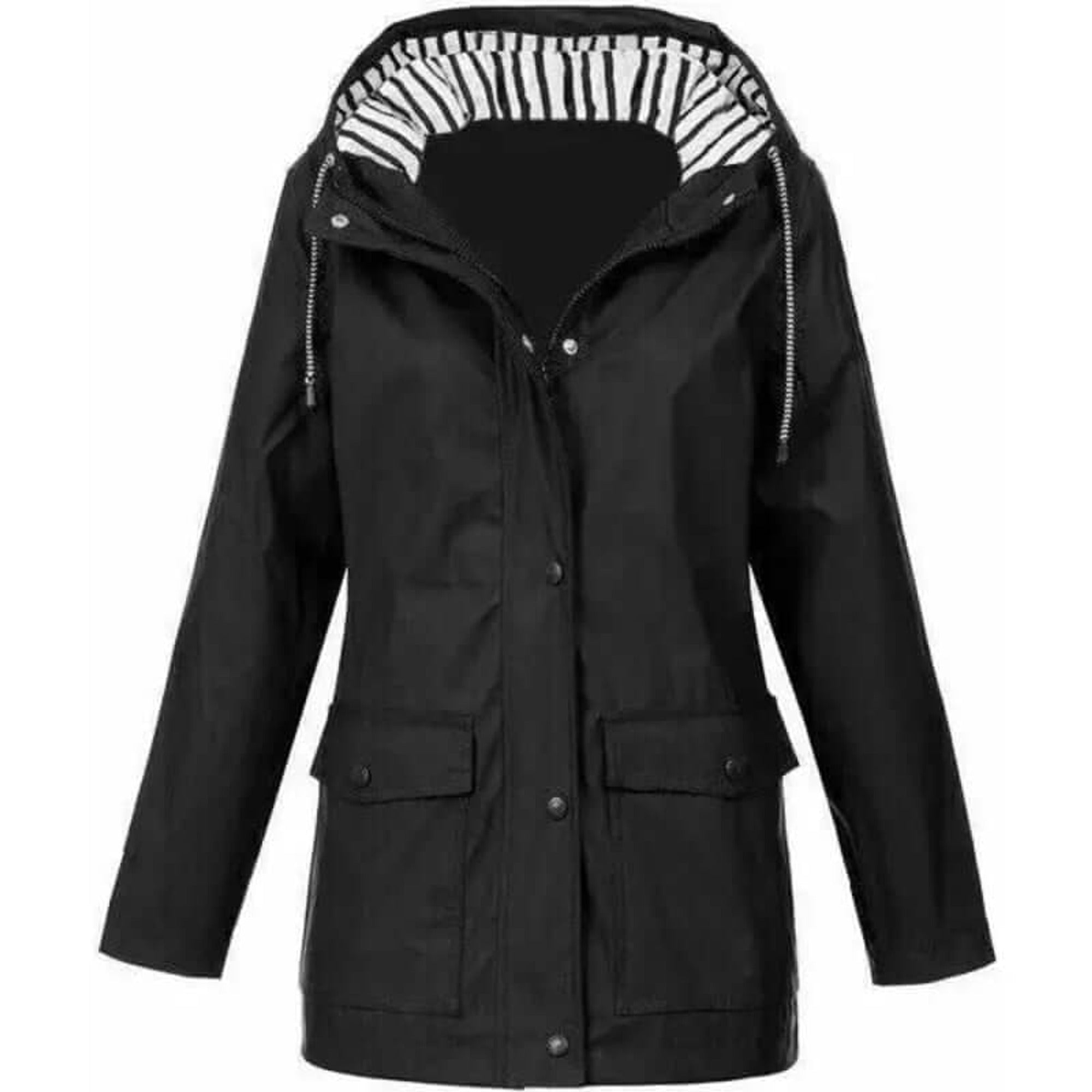Women's Rain Jacket Relaxed Waterproof Coat Button-Front - Image 6