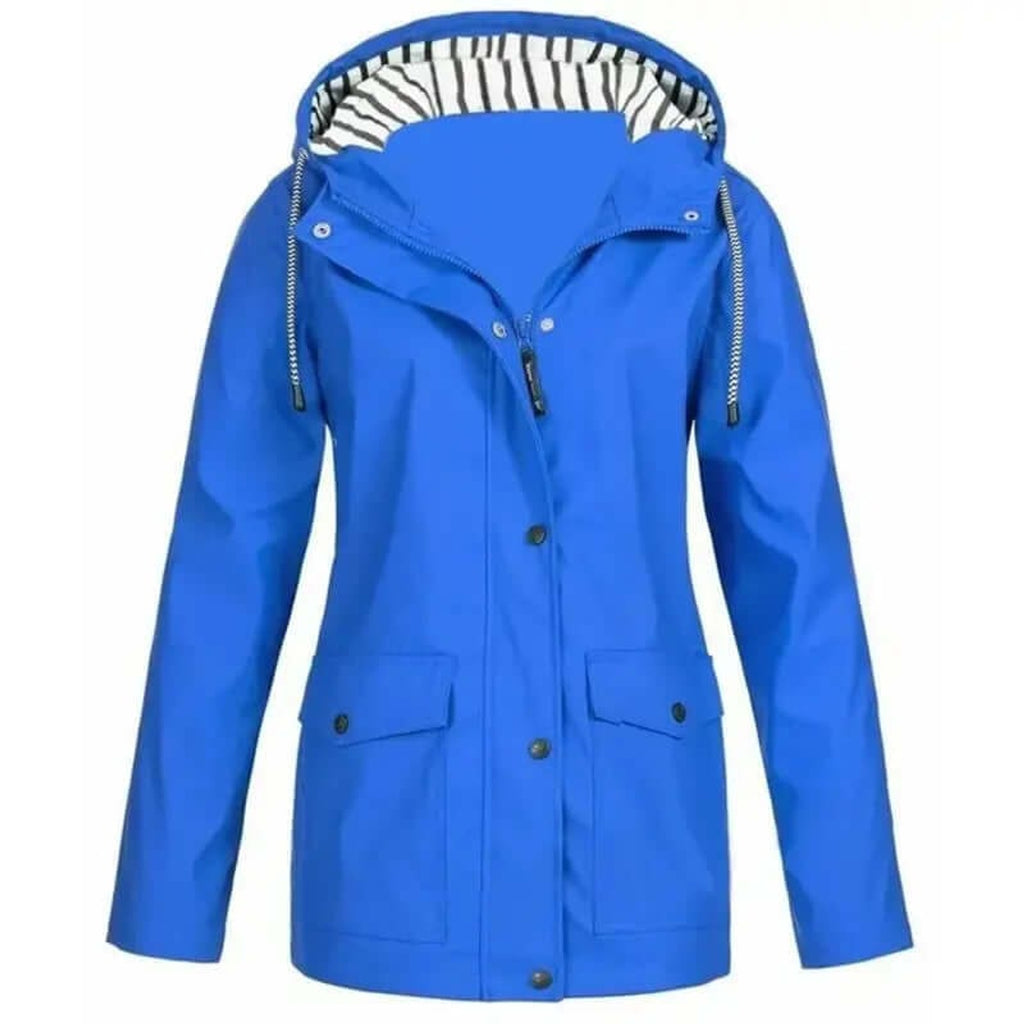 Women's Rain Jacket Relaxed Waterproof Coat Button-Front - Image 7