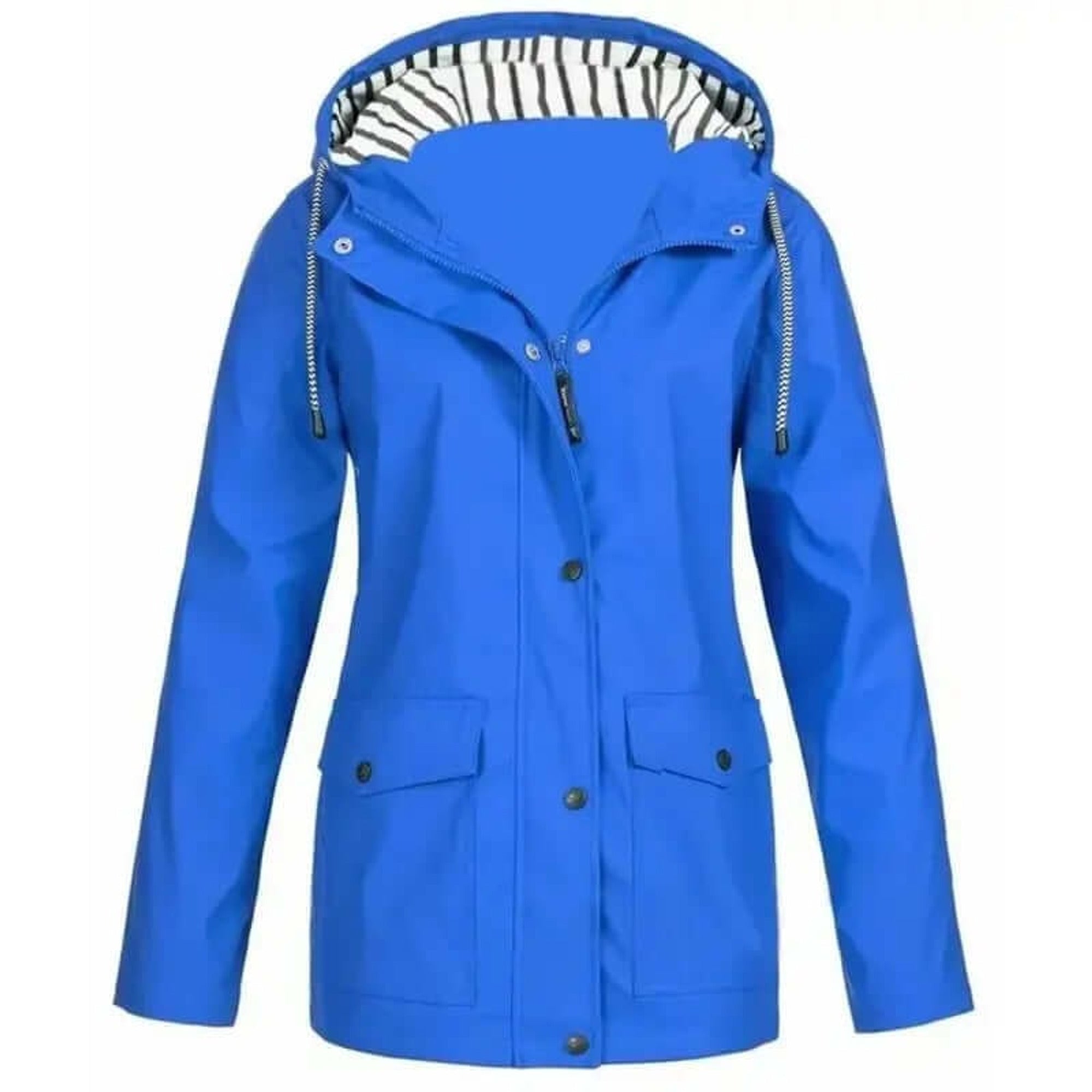 Women's Rain Jacket Relaxed Waterproof Coat Button-Front - Image 7