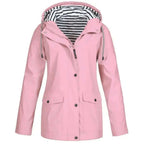 Women's Rain Jacket Relaxed Waterproof Coat Button-Front - Image 8
