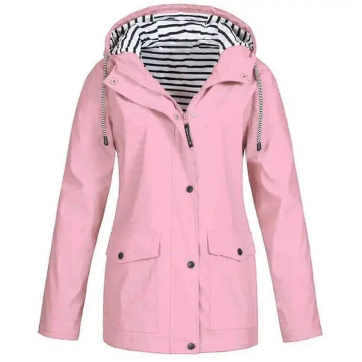 Women's Rain Jacket Relaxed Waterproof Coat Button-Front - Image 8