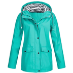Women's Rain Jacket Relaxed Waterproof Coat Button-Front - Image 9