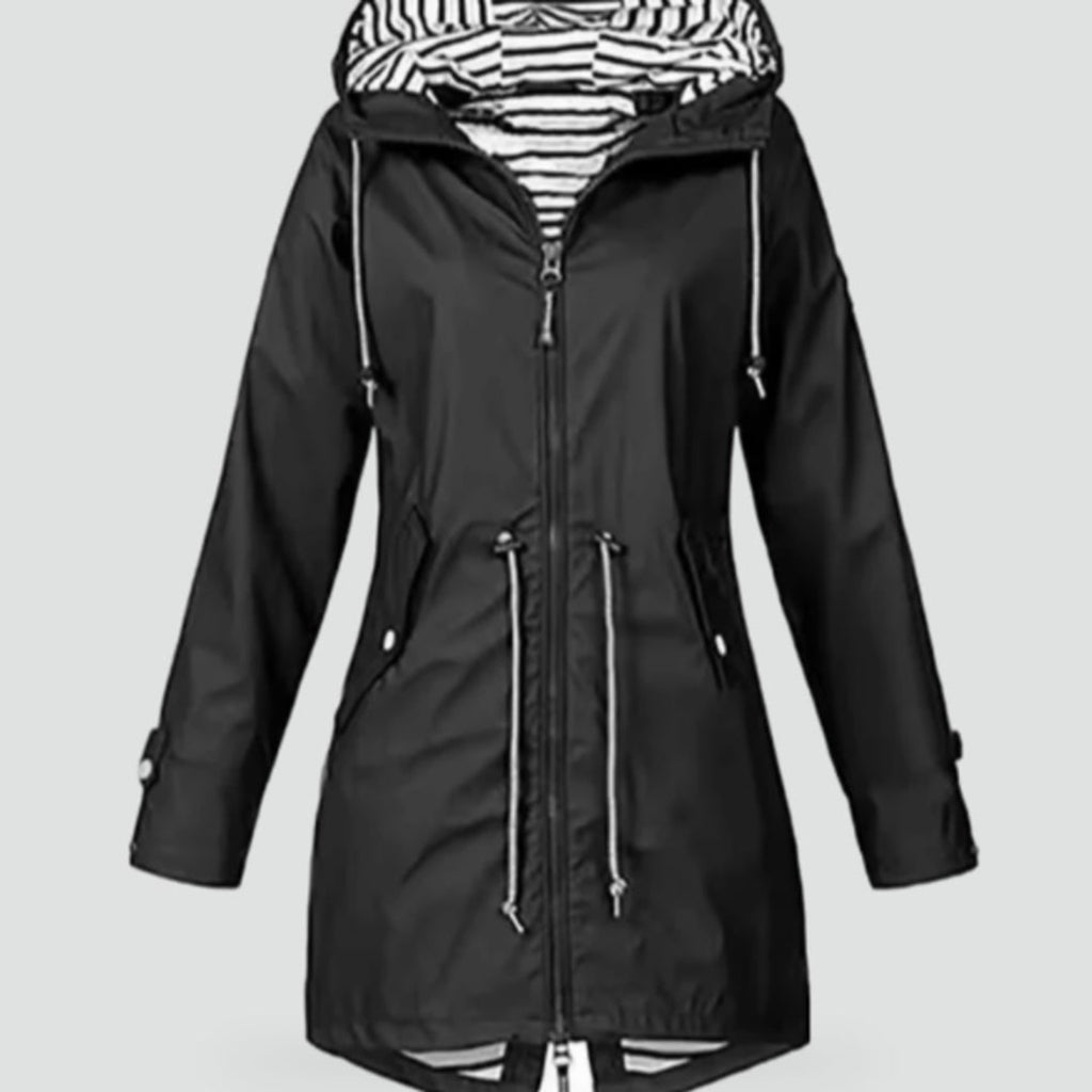 Women's Raincoat with Adjustable Hood and Button-Front - Image 1