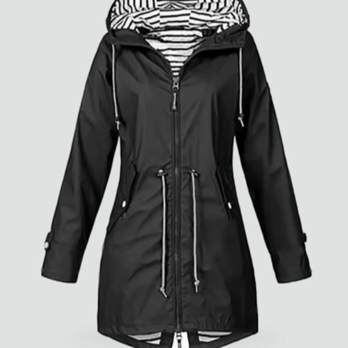Women's Raincoat with Adjustable Hood and Button-Front - Image 1