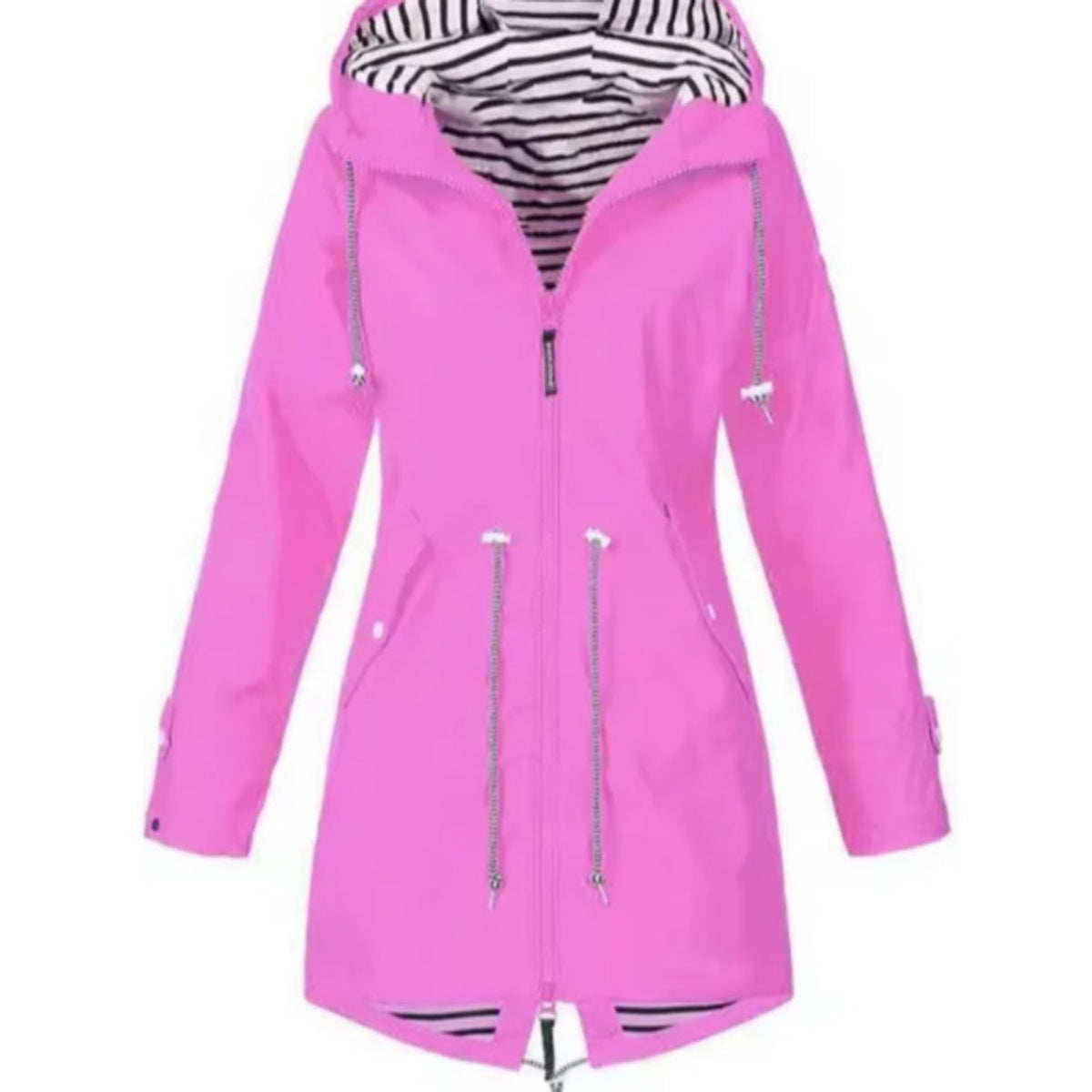 Women's Raincoat with Adjustable Hood and Button-Front - Image 2