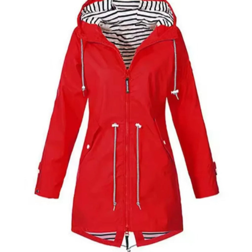 Women's Raincoat with Adjustable Hood and Button-Front - Image 3