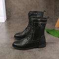 Women's Round Toe Boots with Side Zipper High-Top and Lace-Up - Image 4