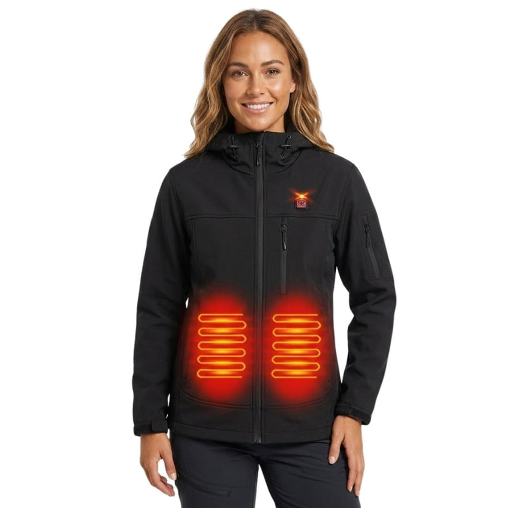 Women's Softshell Jacket Heated With USB Power Full Zip Hooded Coat Powered By Your Own 5V Bank - Image 2
