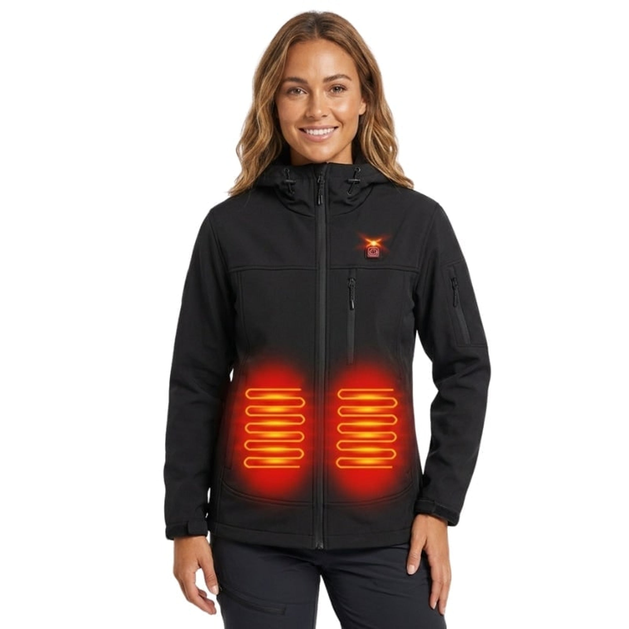 Women's Softshell Jacket Heated With USB Power Full Zip Hooded Coat Powered By Your Own 5V Bank - Image 2
