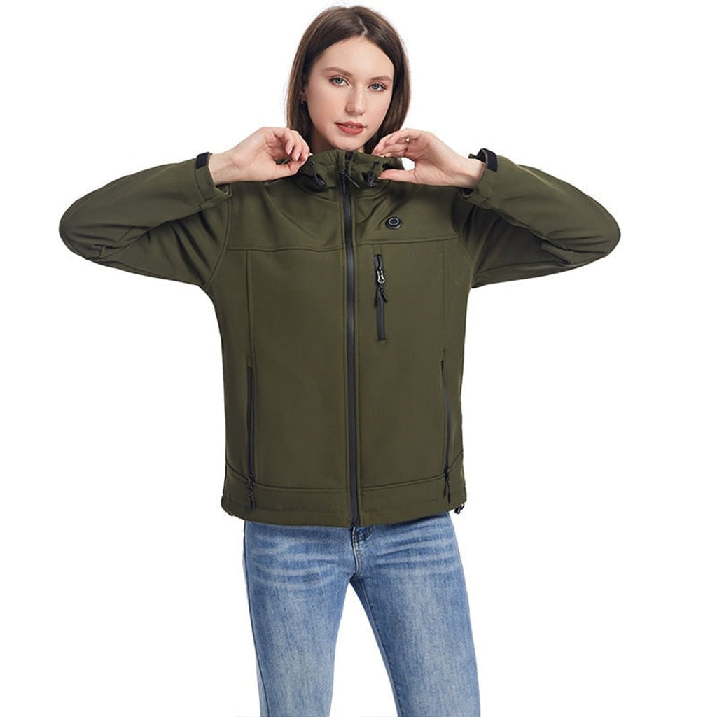 Women's Softshell Jacket Heated With USB Power Full Zip Hooded Coat Powered By Your Own 5V Bank - Image 6